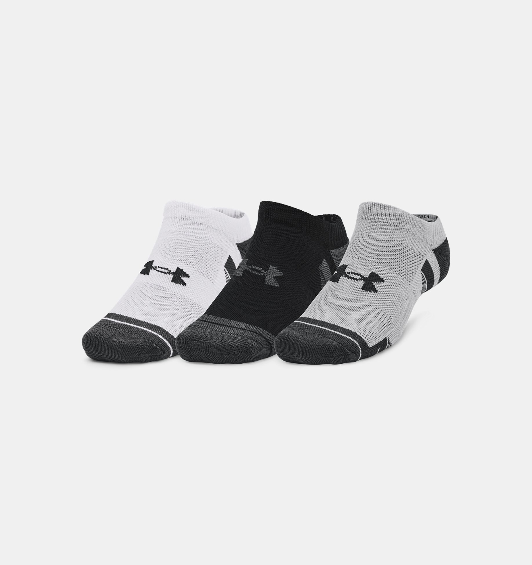 Under Armour Unisex Performance Tech 3-Pack No Show Socks - Grey Under Armour Unisex Performance Tech 3-Pack No Show Socks - Grey